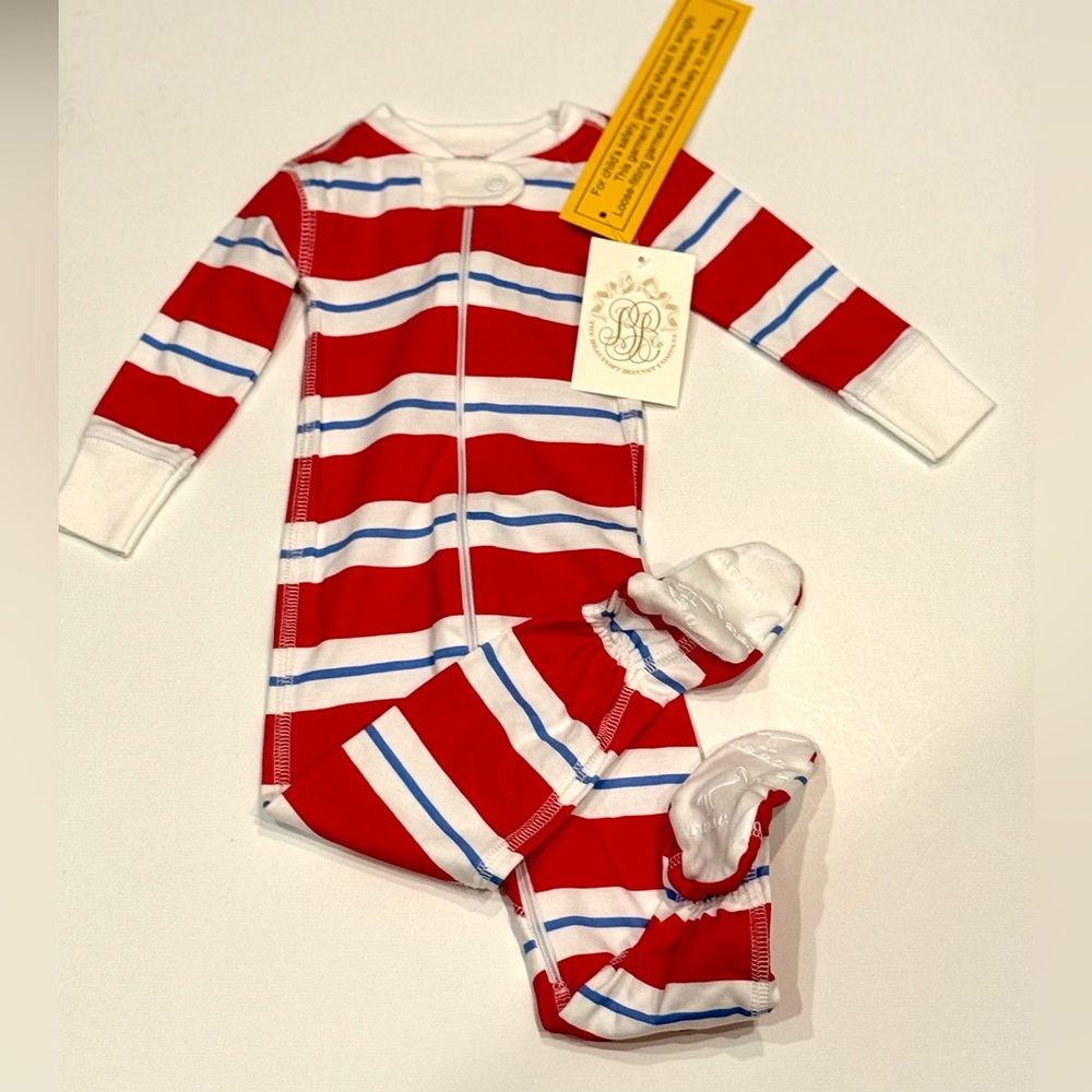 Beaufort Bonnet Pima Cotton Footed Sleeper 4–6M Zip Front Butt Flap NWT